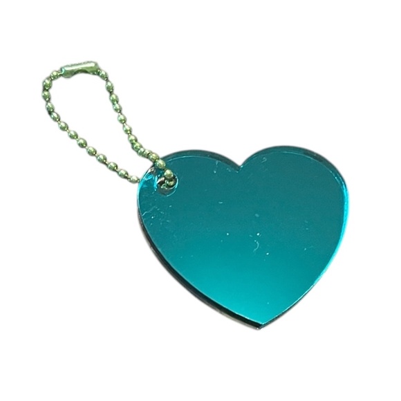 Mirrored Acrylic Teal Blue Heart Back Pack Charm Mirror Back NEW Lucky Charm - Picture 3 of 3